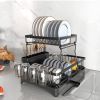 2 Tier Dish Rack for Kitchen Counter,Dish Drying Rack with 360°Drainage,Dish Drainboard Set with Cutlery Holder and 4 Cup Holder